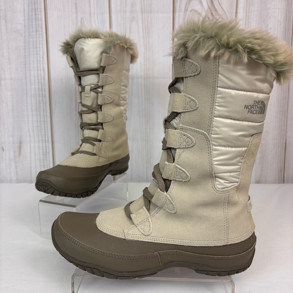 The North Face Shoes - The North Face Nuptse Purna Waterproof Mid-Calf Faux Fur Boots Ivory Size 8.5